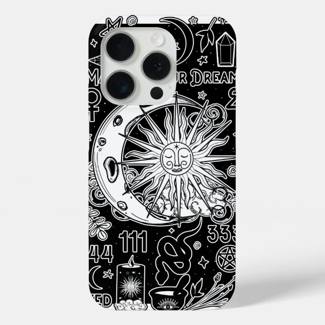 Coques Case-Mate iPhone Numérologie chanceuse Manifestation Magie noir & b (Verso)