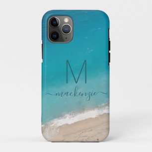 Case-Mate iPhone Case Ocean Beach avec Monogramme bleu Turquoise Personn