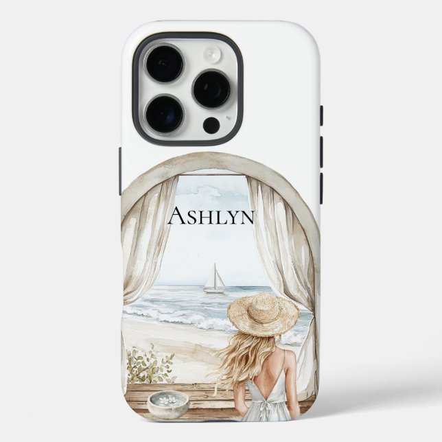 Coques Case-Mate iPhone Ocean Beach Blond Woman (Verso)