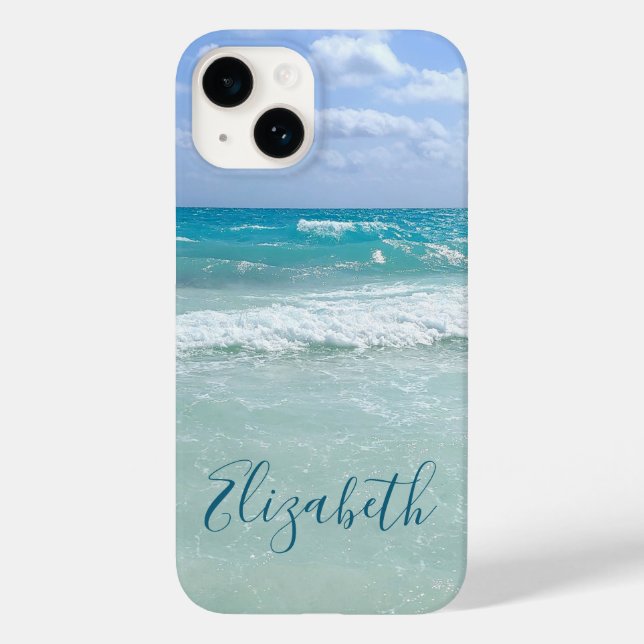 Coques Case-Mate iPhone Ocean Beach Waves Ajouter Votre Nom (Verso)
