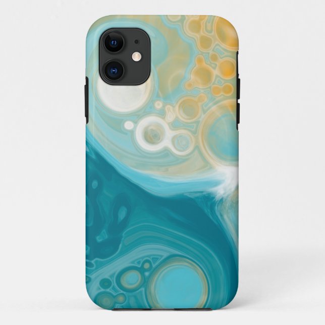 Coques Case-Mate iPhone Ocean Blue Waves et Sandy Brown Fluid Art (Dos)