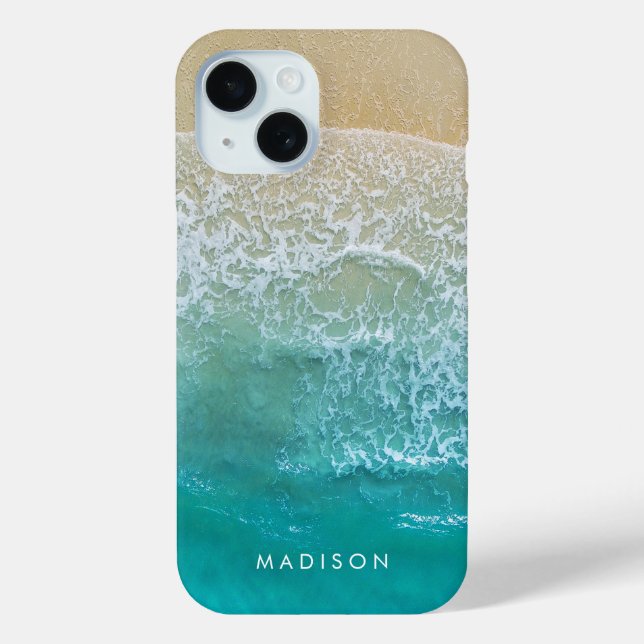 Coques Case-Mate iPhone Ocean Waves Motif Monogramme Nom plage (Verso)