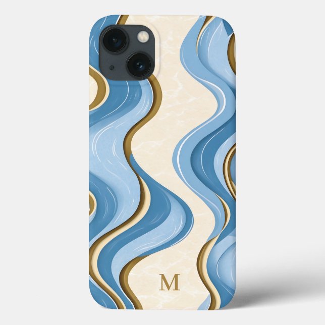 Coques Case-Mate iPhone Oceanic Summer Waves Minimalistic With Initial  (Verso)