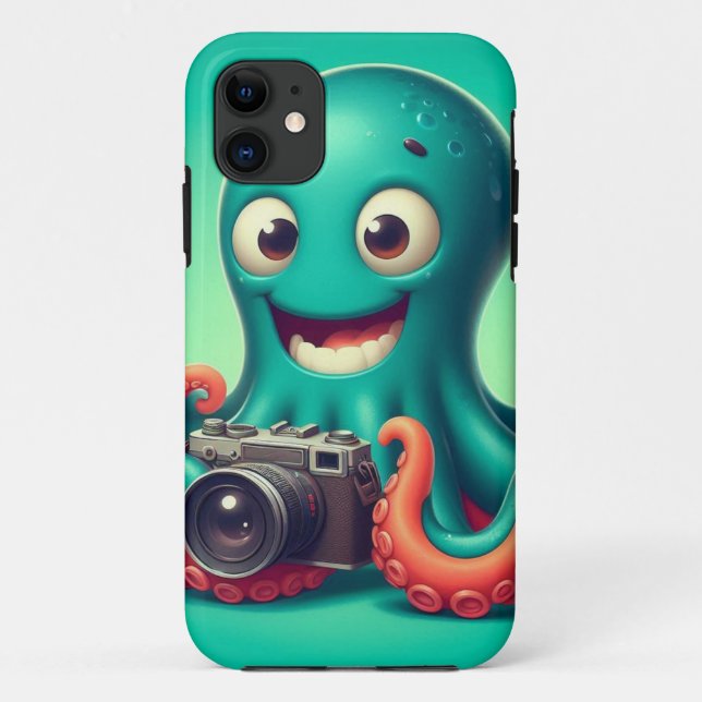 Coques Case-Mate iPhone Octopus drôle tenir une caméra (Dos)