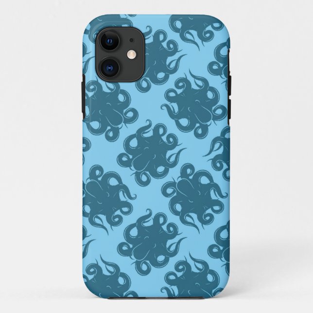 Coques Case-Mate iPhone Octopus sur Motif bleu (Dos)