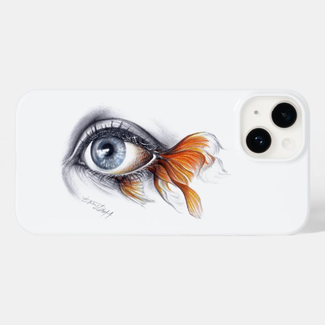 Coques Case-Mate iPhone Oeil avec queue de poisson Art du dessin surréalis (Verso (horizontal))