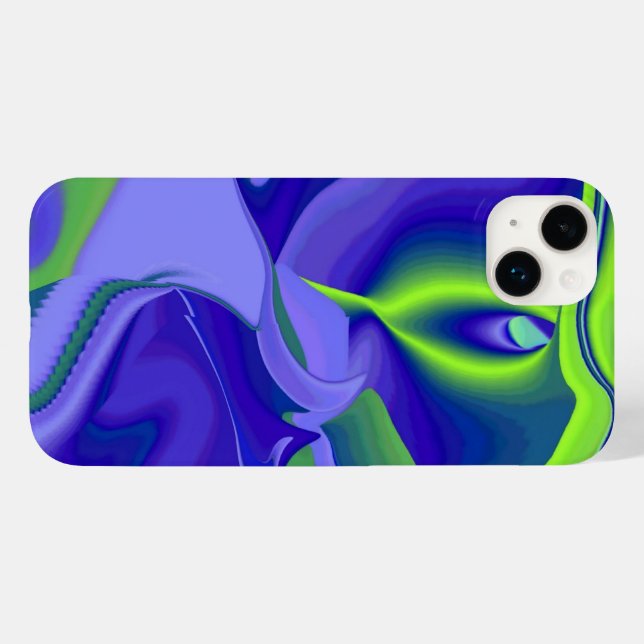 Coques Case-Mate iPhone Oeil mal, 3D Abstrait en vert bleu violet (Verso (horizontal))