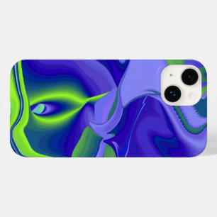Coque Pour iPhone 14 Oeil mal, 3D Abstrait en vert bleu violet
