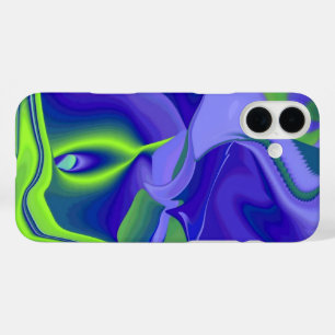 Coques iPhone 16 Plus Oeil mal, 3D Abstrait en vert bleu violet