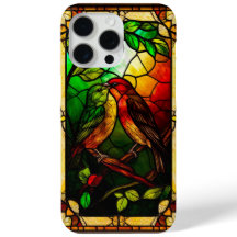 Oeuvre colorée en verre verni avec des oiseaux