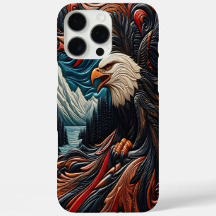 Coques iPhone 16 Pro Max Œuvre d'art en cuir de style Eagle Scenic