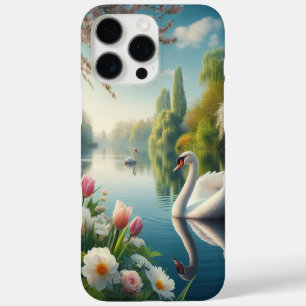 Coques iPhone 16 Pro Max OEuvre d'art printanière du lac des cygnes floraux