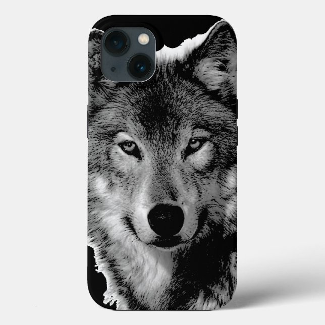 Coques Case-Mate iPhone Oeuvre de Loup noir et blanc (Verso)