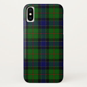 Coque iPhone X Ogilvie tartan bleu vert plaid
