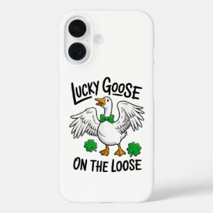 Coques iPhone 16 Oie Chanceuse En Liberté Oie Drôle Shamrock 