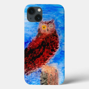 Etui iPhone 13 Oiseau Art Drôle Chouette