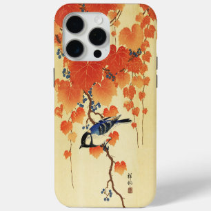 Coque iPhone 15 Pro Max Oiseau bleu Tit, Branche de Paulownia, Feuilles ro