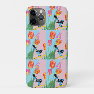 Case-Mate iPhone Case Oiseau bleu usé Fleurs roses et bleues