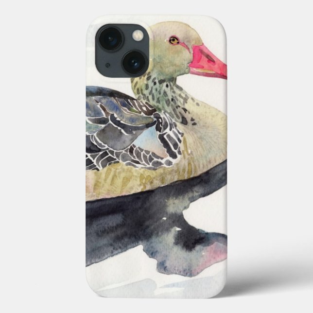 Coques Case-Mate iPhone Oiseau d'aquarelle d'aspiration de main, canard (Verso)
