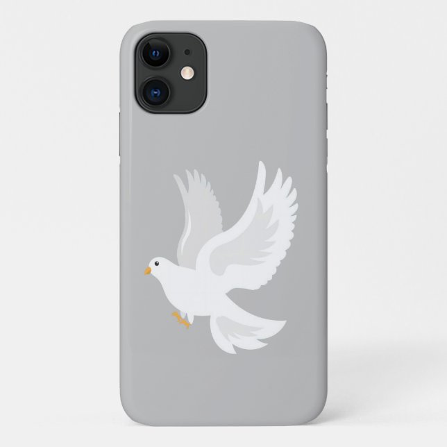Coques Case-Mate iPhone Oiseau de colombe blanche sur gris (Dos)
