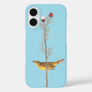Coques iPhone 16 Oiseau de Paruline à capuchon Audubon sur Fleur ro