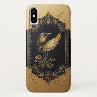 Case-Mate iPhone Case Oiseau doré élégant dans un cadre ancien orné