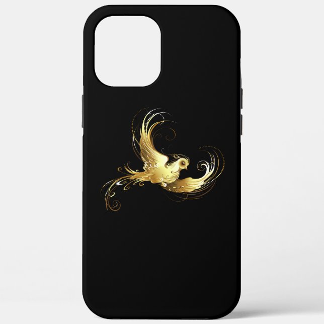 Coques Case-Mate iPhone Oiseau doré sur fond noir (Verso)
