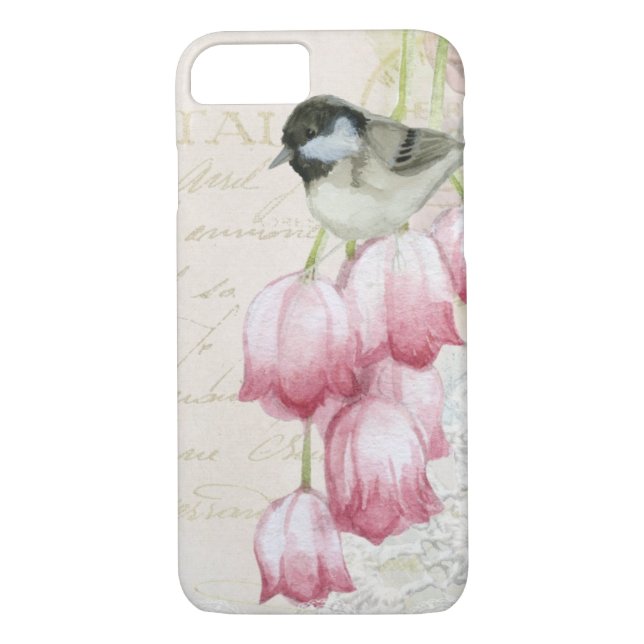 Coques Case-Mate iPhone Oiseau et fleurs avec écriture manuscrite Shabby V (Dos)
