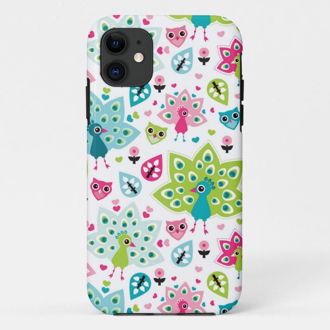 Coques Case-Mate iPhone oiseau et hibou de paon (Dos)