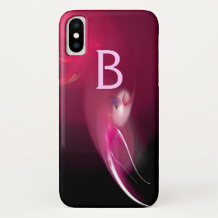 COQUE Case-Mate POUR iPhone OISEAU LUMINEUX DANS LE MONOGRAMME DE FUCHSIE ROSE