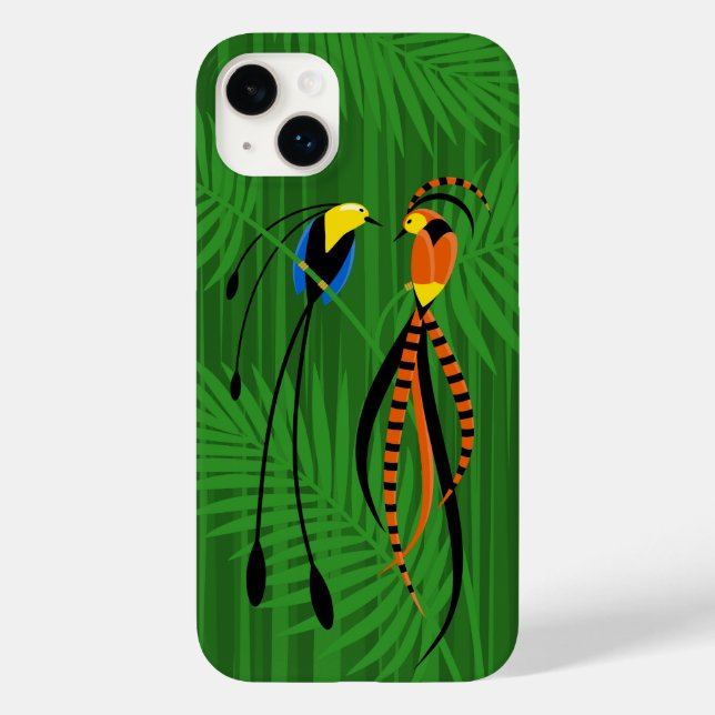 Coques Case-Mate iPhone Oiseaux colorés lumineux du paradis foncé (Verso)