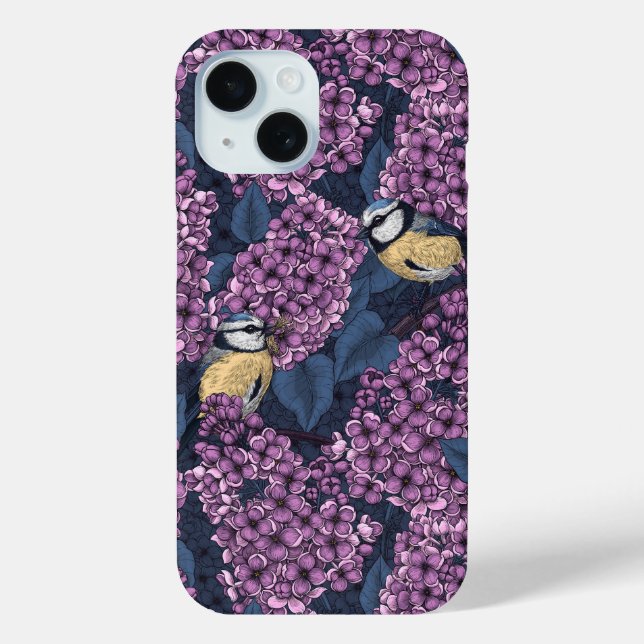 Coques Case-Mate iPhone Oiseaux dans le jardin violet lilas (Verso)