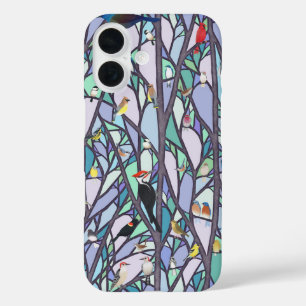 Coques iPhone 16 oiseaux dans le vitrail