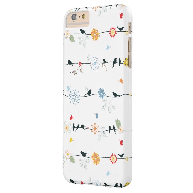 Coques Case-Mate iPhone Oiseaux féminins sur un fil et des fleurs (Dos gauche)