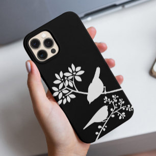 Coque iPhone 15 Pro Max Oiseaux noirs et blancs modernes
