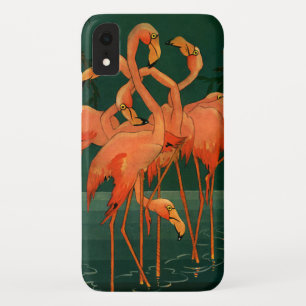 Coques Pour iPhone Oiseaux sauvages vintages, Flamants roses roses tr