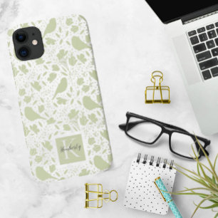 Case-Mate iPhone Case Oiseaux sereins et floraux monogrammés