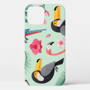 Case-Mate iPhone Case Oiseaux tropicaux, fleurs, motif d'aquarelle.