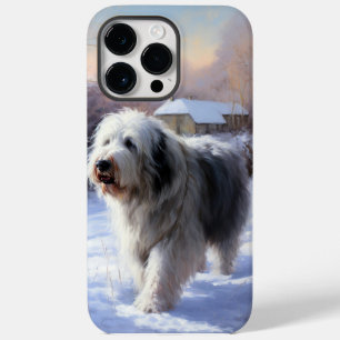Coque Pour Pour iPhone 14 Pro Max Old English Sheepdog Laisser neiger Noël