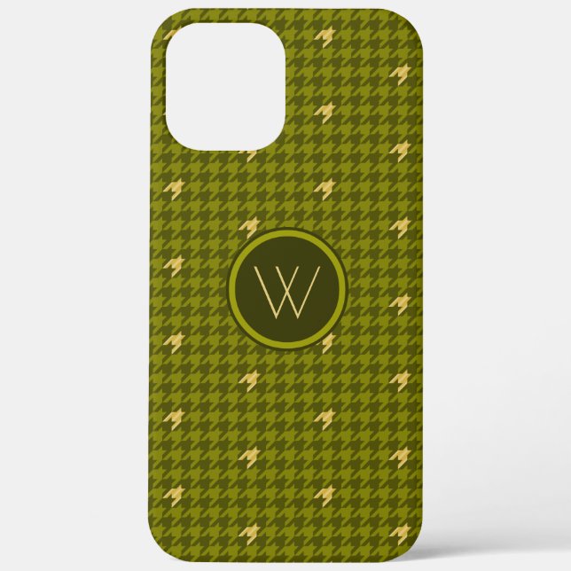 Coques Case-Mate iPhone Olive with Gold Accent Houndstooth Coque-Mate Coqu (Verso)