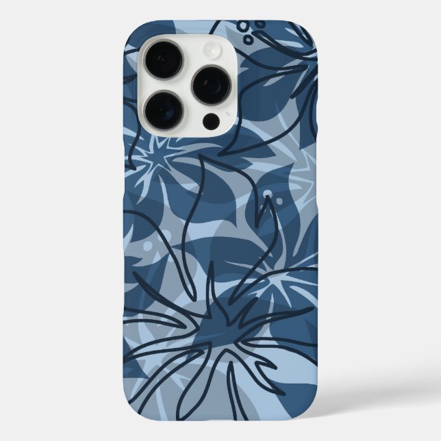 Coques Case-Mate iPhone Olowalu Hibiscus Hawaïen Camo Denim Bleu (Verso)