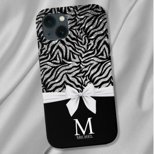 Case-Mate iPhone Case Ombre argent Parties scintillant Zebra Stripes Bow