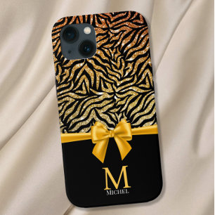 Case-Mate iPhone Case Ombre Gold Parties scintillant Zebra Stripes Bow M