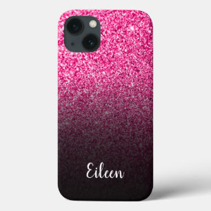 Case-Mate iPhone Case Ombre noir pailleté rose chaud personnalisé fémini