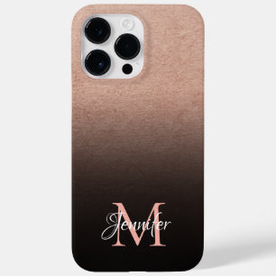 Coque Pour Pour iPhone 14 Pro Max Ombre noir rose or feuille texture photo monogramm