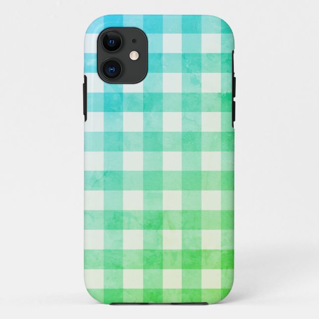 Coques Case-Mate iPhone Ombré vert et blanc Plaid En vichy jolie (Dos)