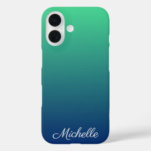 Coques iPhone 16 Ombre vert et bleu personnalisé