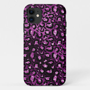 Case-Mate iPhone Case Ombre Violet et Taches de Léopard en Paillettes No
