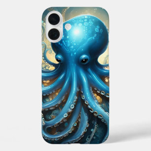 Coques iPhone 16 Plus Ondes Célestes : L'Art Fractal de la Pieuvre Bleue