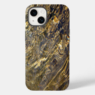 Coque Pour iPhone 14 Ondes d'eau dorée Abstraites